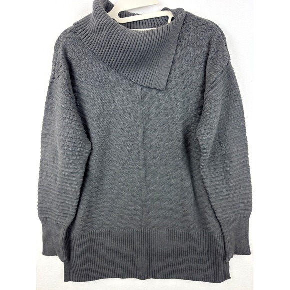 Style & Co. Sweaters - Style‎ & Co Sweater Womens Medium Gray Cowl Mock Neck Ribbed Side Slit Tunic